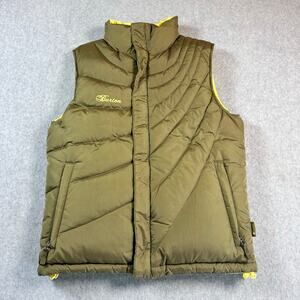 Burton Reversible Down Insulator Puffer Vest Olive Green Yellow Medium